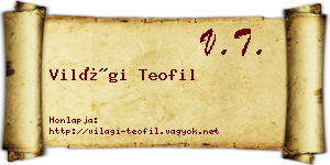 Világi Teofil névjegykártya